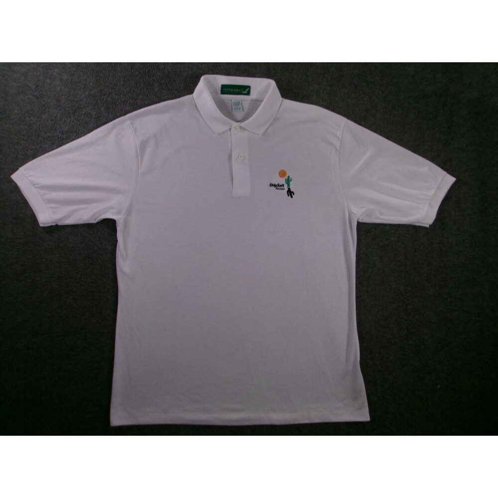Outer Banks Polo Shirt Mens XL White ChipSoft Tucson Embroidered Sun Cactus Logo
